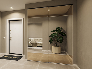 ARISTO Slim Line 2 двери под стекло в проём L200H2650, верхня направляющая открытая, с доводчиками, белый глянец