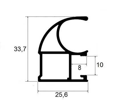 DS11R Ручка-профиль асимметричная шампань 2700 мм, Dorwell