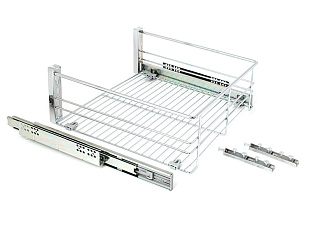 Корзина выкатная 430х564х160мм, модуль 600мм, с креплением фасада, с направл. плавного закрывания K6PTJ008D, хром