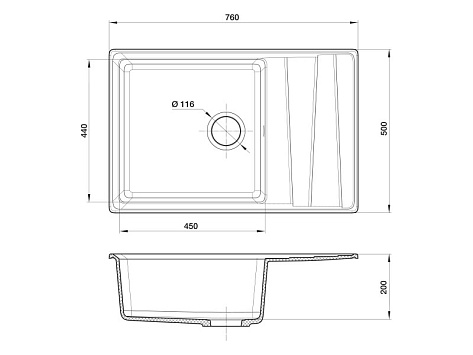 Мойка кухонная Granfest GF - LV-760L, 760x500x200мм, песочный, искусственный камень, в комплекте