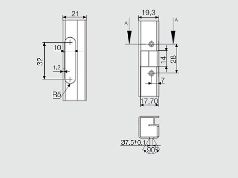 Петля MASTER для узкого алюминиевого профиля накладная 95* с доводчиком, Clip-On, Art. 10320041Y, Samet