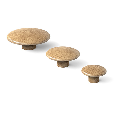 Ручка мебельная, кнопка КЛАВИША, d37 мм, без покрытия, дуб