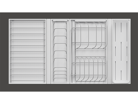 Сушилка выкатная И1234, Дайнинг Агент 900 мм (модули: д/посуды Б, д/посуды М, д/приборов, с реш Б), титан, дно белое, Art. 2395389706, Kessebohmer