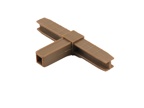 Уголок сборочный 3d прямой с отверстием и резьбой M8, шампань, Алюмформ