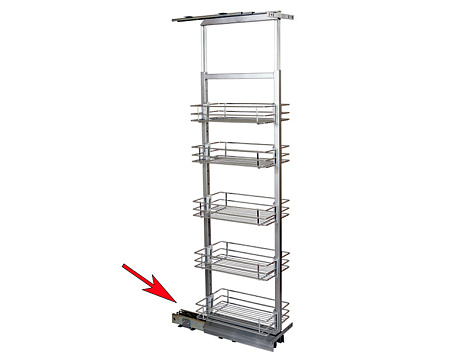 KPTJ012D-300 (Slide) Направляющие полного выдвижения для кухонного пенала H=1850-2200 (250х480), нижняя часть, плавного закрывания