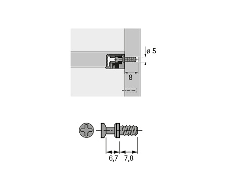 Шток ввинчиваемый DU 322, d5мм L8, зажимной размер 6,7 мм, оцинкованный Art. 9022370, Hettich