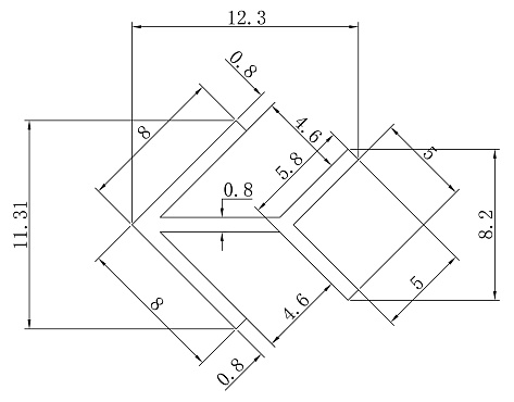 Планка матовая, угловая универсальная для мебельных щитов 4мм, L=1200мм