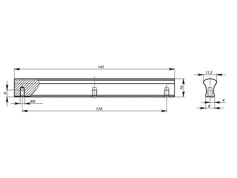 Ручка мебельная, накладная PM(23), 128 мм, алюминий, матовый хром (St светлый), Валмакс
