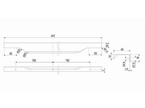 Ручка мебельная, торцевая TERA RT111BL.1/384/450, 384 / 450 мм, черный, Boyard