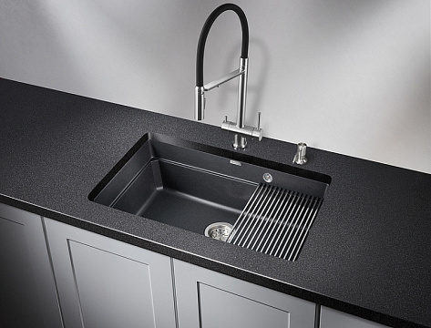 Мойка кухонная Granula KS-7303U, 730х450х195мм,Шварц, искусственный камень, в комплекте
