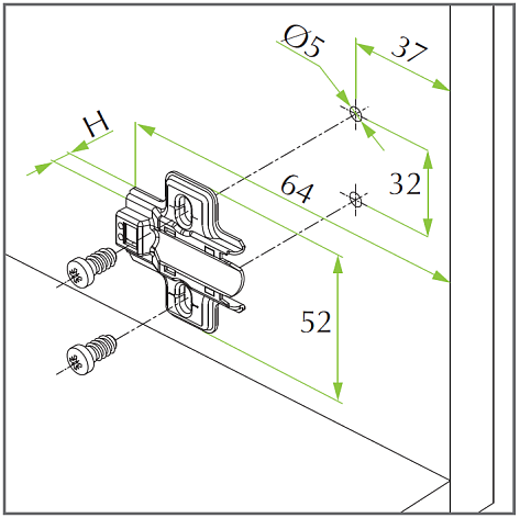 Монтажная планка для Integra 2-Ways H=0 с еврошурупом Art. 525B16M500B0000, FGV