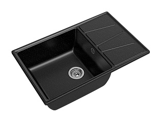 Мойка кухонная Granfest GF - V-780L, 780x500x200мм, черный, искусственный камень, в комплекте