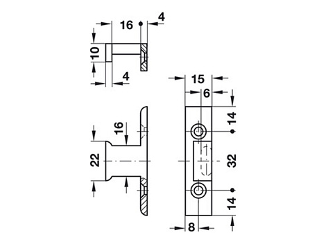 Крепление панелей Keku EHS крепление шурупами диаметром 4,0 мм. Art. 262.49.367 HAFELE