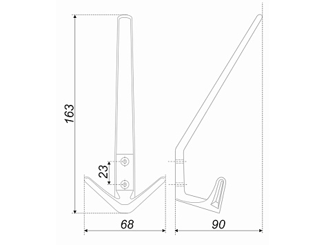 Крючок мебельный HORNY K305.05BL.6, трёхрожковый, матовый чёрный, Boyard