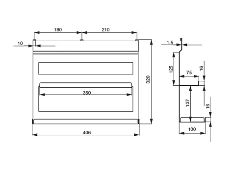 Полка универсальная 2-х-уровневая, 406х100х320мм, отделка черный бархат (матовый)