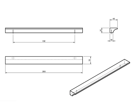 Ручка мебельная  Plane HL-011M деревянная (дуб), белая, 192 мм