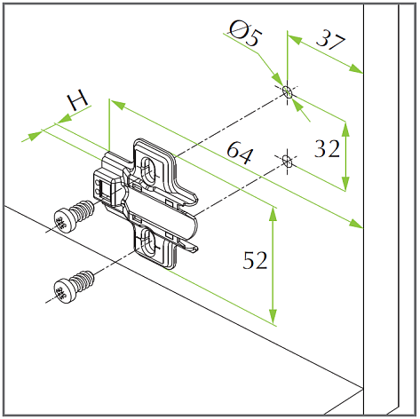 Монтажная планка для Integra 2-Ways H=4 с еврошурупом Art. 525B16M504B0000, FGV