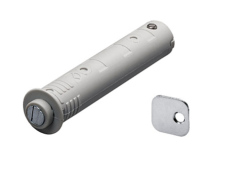 Механизм открывания дверей Push to Open Magnet врезной длинный ход, с отв. планкой, светло-серый Art. 9089607, Hettich