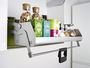 Выдвижная полка Ай мув 800 мм, 1 полка, высота 420 мм, титан, цвет дна серый, антислип Art. 217040102, Kessebohmer