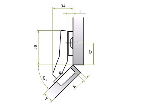 Петля MS Slide On накладная 45* Art. 51.MS85.M5.45.0, FGV