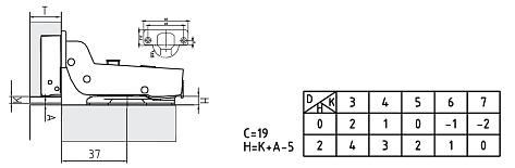 Петля Integra 2-Ways вкладная 105* с демпфером Art. 51BSH5051505000, FGV