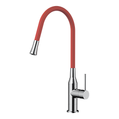 Смеситель Omoikiri Yatomi-BN-R, нержавеющая сталь/красный