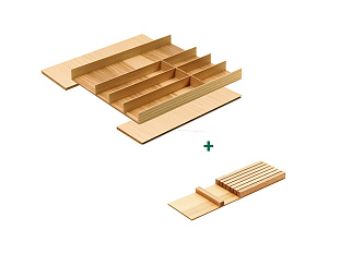 Лоток для ящика ФайнЛайн Линик, 500 - 600 мм, глубина 500 мм + держатель для ножей, дуб натуральный, ROCKENHAUSEN, Art. 2373780369, Kessebohmer