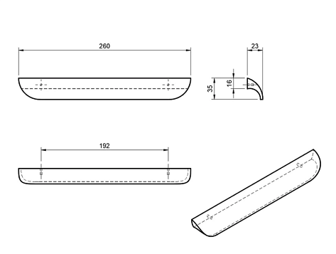 Ручка мебельная  Wave HL-006M деревянная (дуб), черная, 192 мм