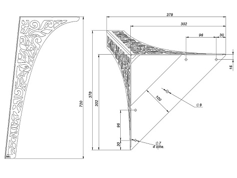 Опора Мотив new, регулируемая, 720мм, стальная, черный матовый