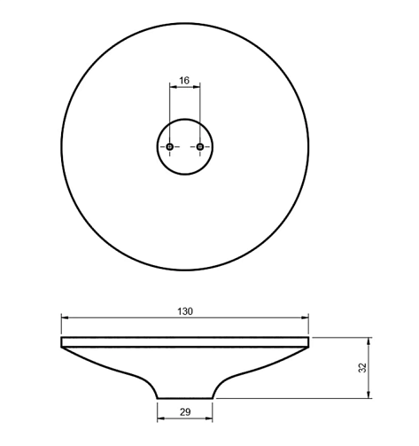 Ручка мебельная Luna HL-005M деревянная (дуб), d130мм 16мм