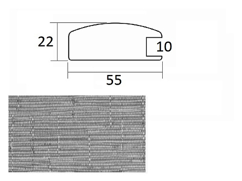 Рамочный профиль А-2201 паз 10мм 55х22х2800, жаккард серебро, Absolut
