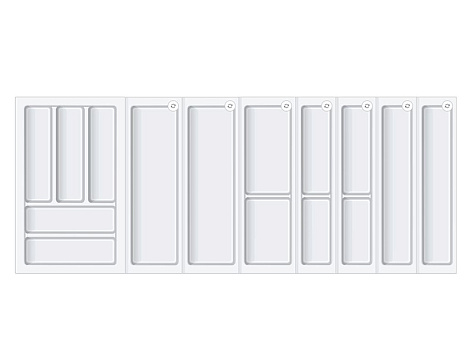 Лоток для столовых приборов BLOKI PC14 + PC12 + PC13 + PC11 + PC10, 480мм, для ящика шириной 1200мм, белый, Boyard