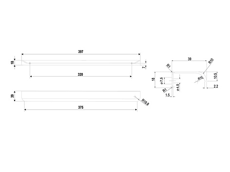 Ручка мебельная, торцевая МОНТЕ RT110W.1/000/400, 320 / 400 мм, белый, Boyard