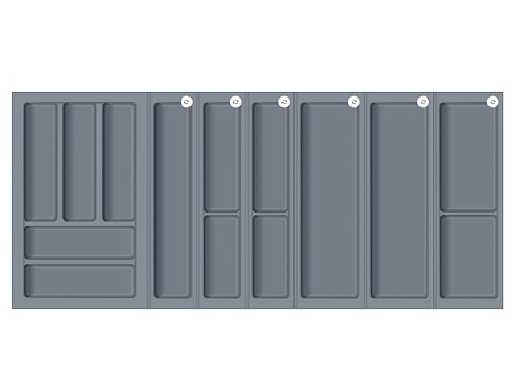 Лоток для столовых приборов BLOKI PC14 + PC12 + PC13 + PC11 + PC10, 480мм, для ящика шириной 1100мм, графит, Boyard