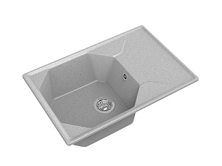 Мойка кухонная Granfest GF - U-740L, 740х500x200мм, серый, искусственный камень, в комплекте