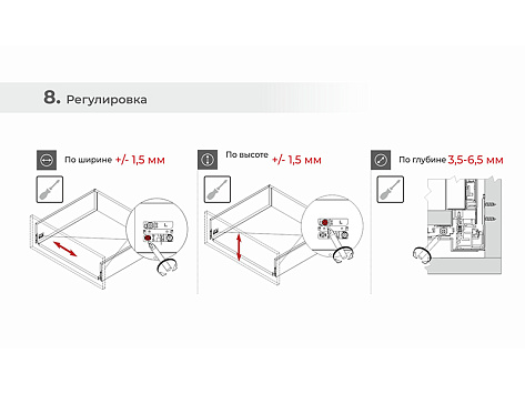 Комплект ящика с прямыми боковинами СТАРТ PUSH+SOFT ЭКСТРА высокий, 199мм, графит, SB41GRPH.1/500, Boyard