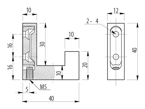 Крючок металлический K2201BL, черный матовый, GTV