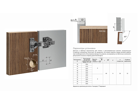 Петля EVO PUSH с шнек. рег. накладная 93* без пружины, clip-on/QuickClic, черный никель H901A02/BN, BOYARD