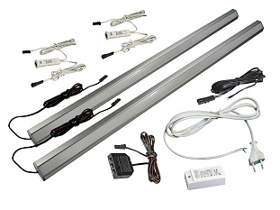 Комплект угл. профиля 2*0,5м с LED лентой/холодный свет/ИК-выкл/сет.шнур