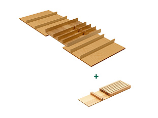 Лоток для ящика ФайнЛайн Линик, 1000 - 1200 мм, глубина 500 мм + держатель для ножей, дуб натуральный, ROCKENHAUSEN, Art. 2373830369, Kessebohmer