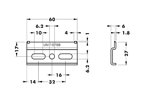 Планка крепежная для навеса 814 и 816 H=26 L=60 875.AC.Z1.00.60,CAMAR