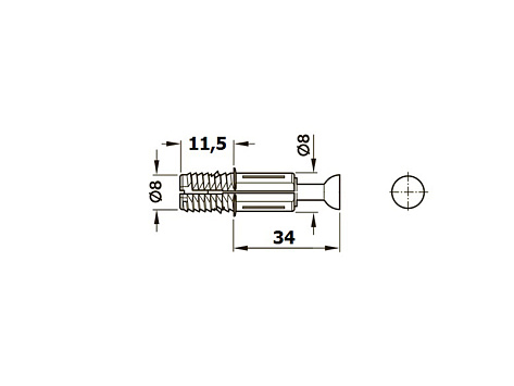 Шток быстрого монтажа С100 "Minifix Comfort" д/отв. d=8мм, 11,5/34мм Art 262.09.302, HAFELE