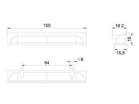 Ручка торцевая, врезная EVA RT020CP.1/000/100, 64 / 100 мм, хром, Boyard