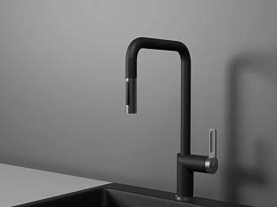 Смеситель Granula GR-8173, ЧЁРНЫЙ, с выдвижным изливом,латунь