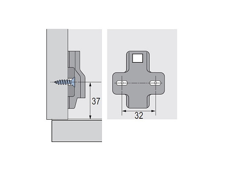 Монтажная планка для Intermat/Ecomat H=3, без винтов Art. 1071607, Hettich