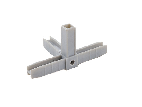 Уголок сборочный 4d с отверстием и резьбой M8, серый металлик, Алюмформ