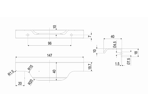 Ручка мебельная, торцевая TERA RT111BL.1/96/150, 96 / 150 мм, черный, Boyard