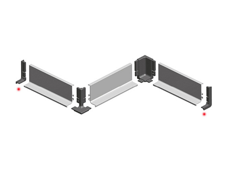 Торцевая заглушка открытая Гола L, пластик, глянцевый алюминий, комплект левая + правая, Италия