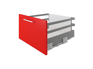 Ящик полного выдвижения СТАРТ 350 мм с доводчиком, серый, с двумя прямоугольными рейлингами, Boyard