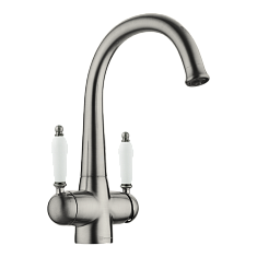 Смеситель Omoikiri Okinawa-2-SI, с питьевой водой, античное серебро